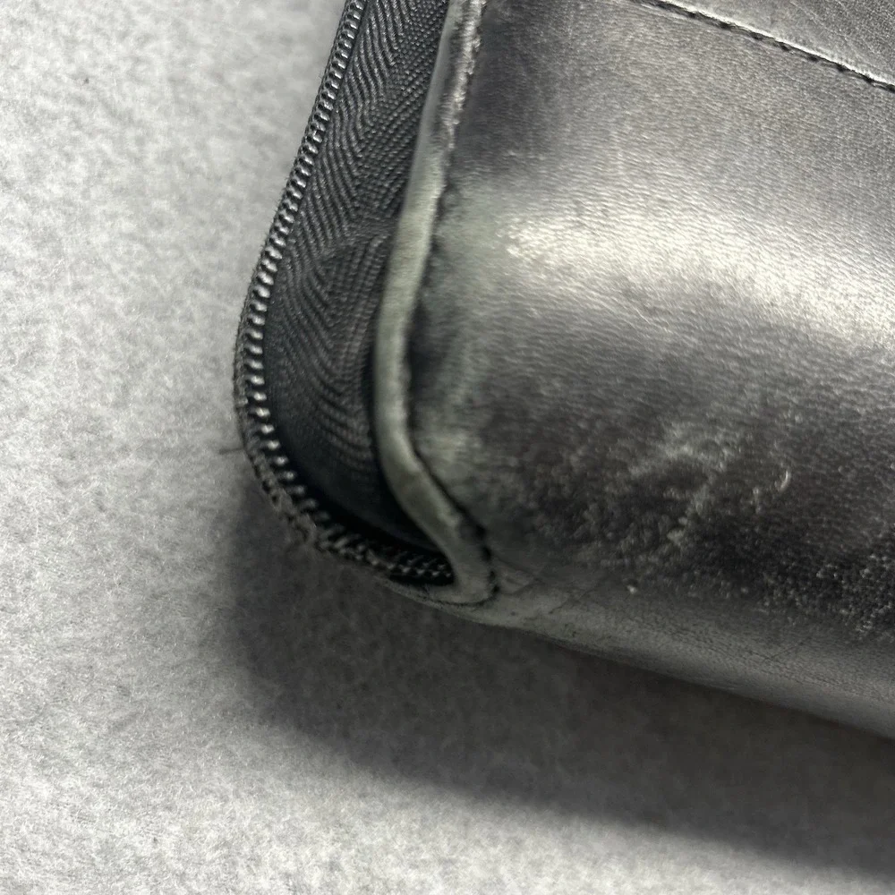 Franklin Covey Leather Vintage Planner Space-maker Zipper Binder Black